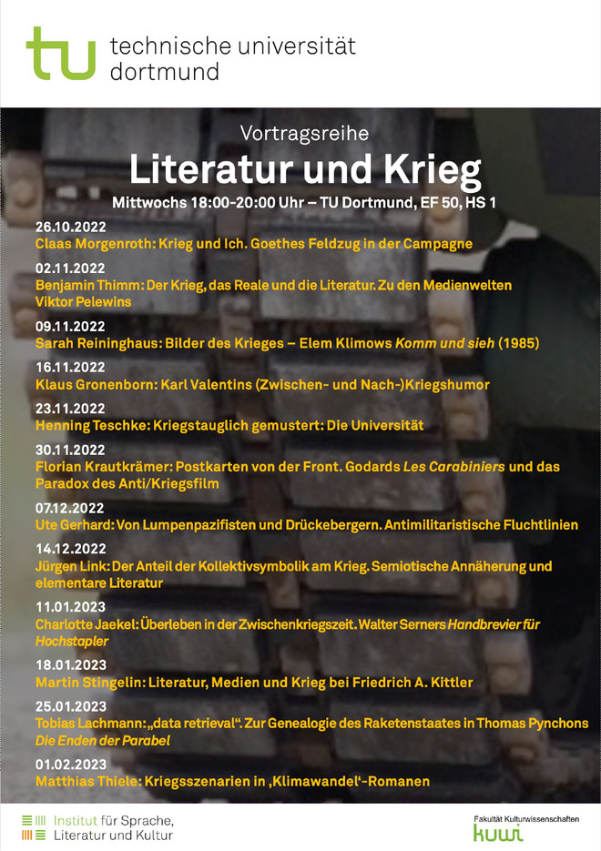Programmbeschreibung der Vortragsreihe 'Literatur und Krieg'