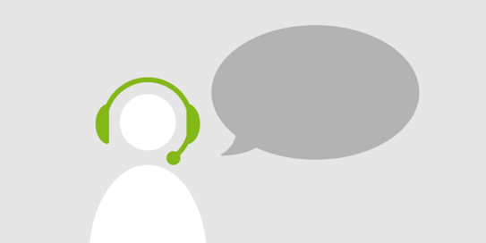 Icon Person mit Headset neben einer leeren Sprechblase